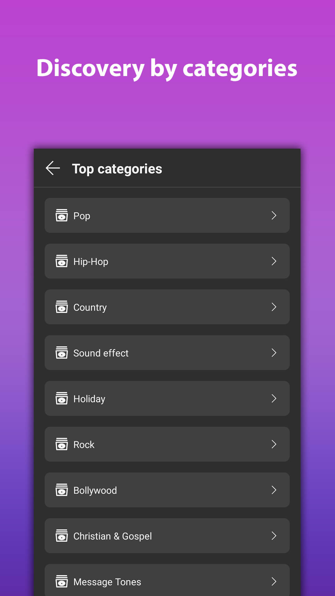 Easy to find your favourite ringtones by category